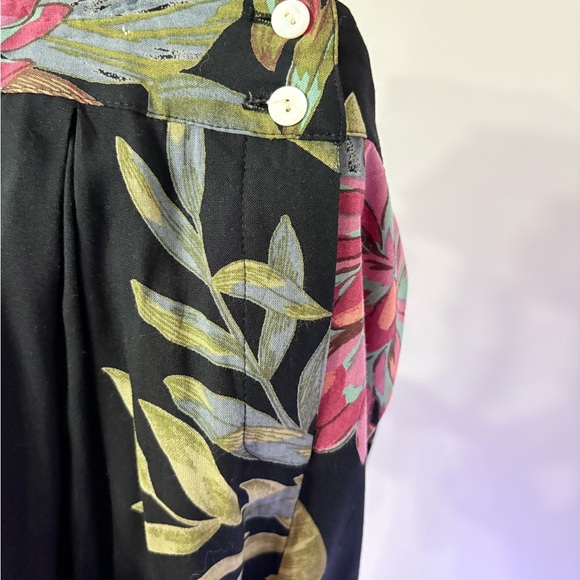 PATRONS OF PEACE Dark Floral Ultra Wide Leg Resort Boho Pants Womens M Vacation - Picture 8 of 8